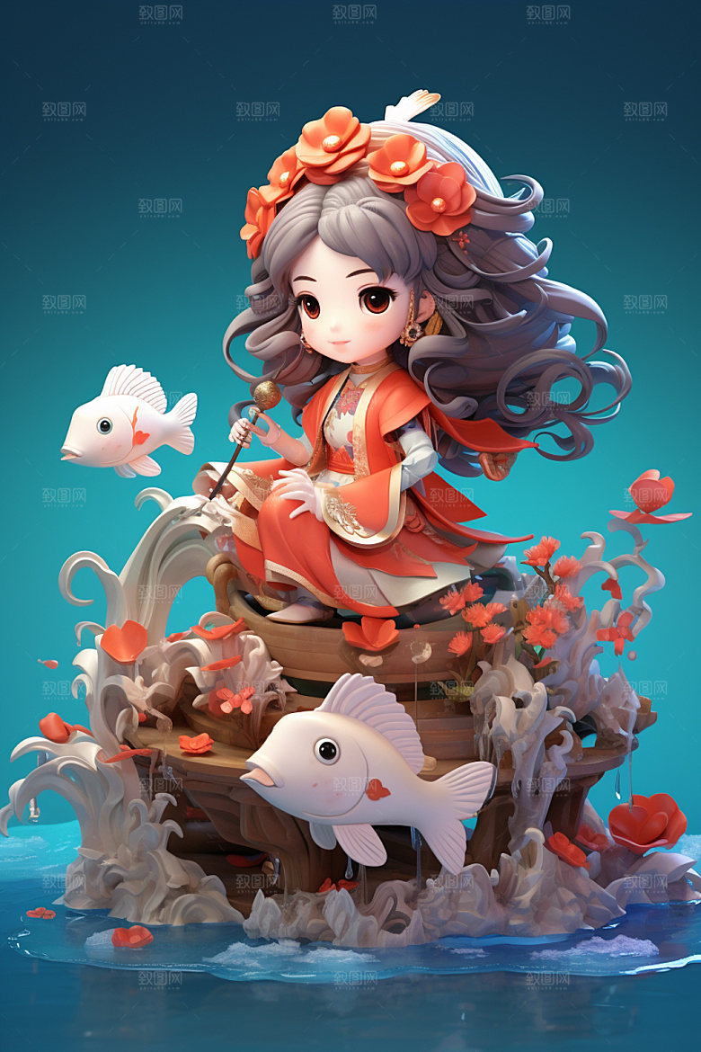 新年3d立体卡通人物模型素材