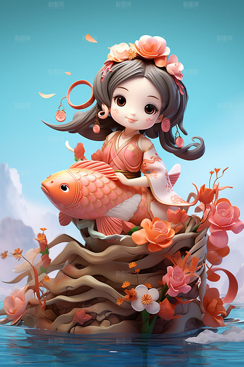 新年3d立体可爱唯美模型素材