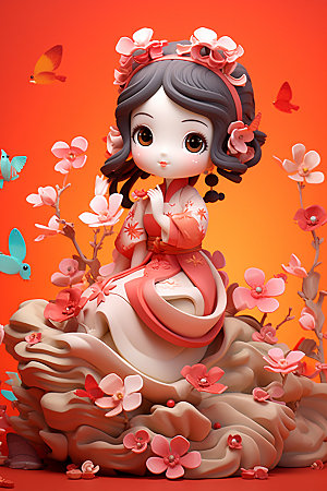 新年红色锦鲤春节模型素材