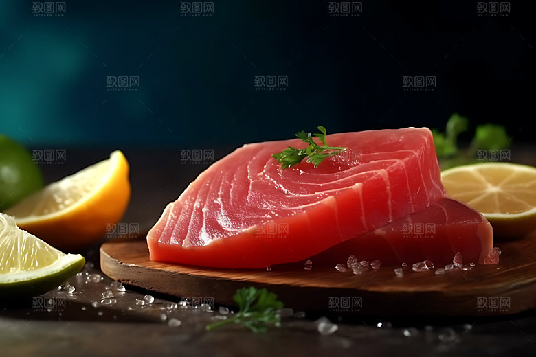 金枪鱼高清鱼片摄影图