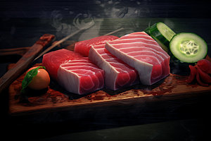 金枪鱼日本料理美食摄影图