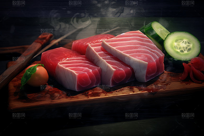金枪鱼日本料理美食摄影图
