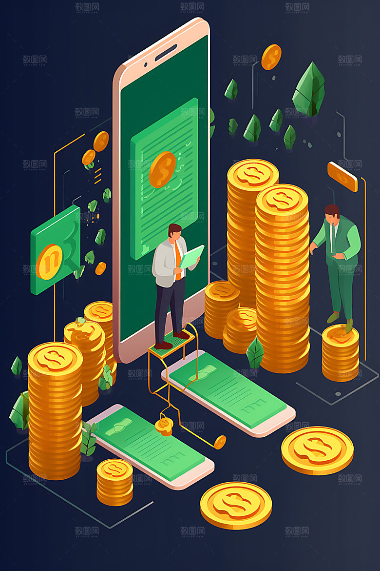 金融理财办公2.5D素材