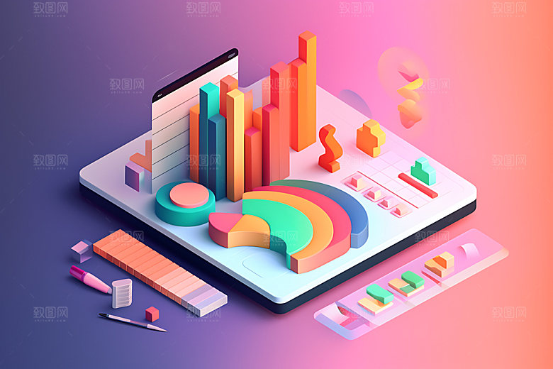 金融理财2.5D立体素材