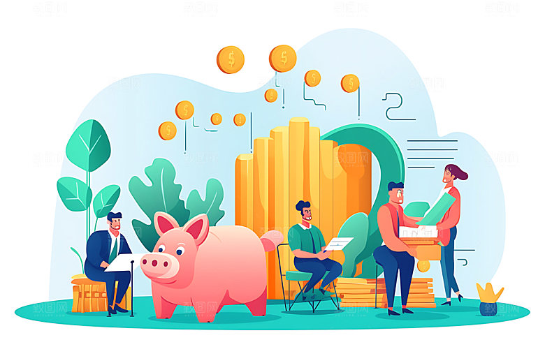 金融理财扁平办公素材
