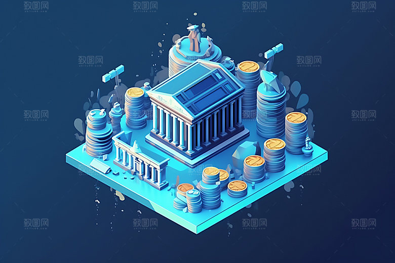 金融理财保险立体素材
