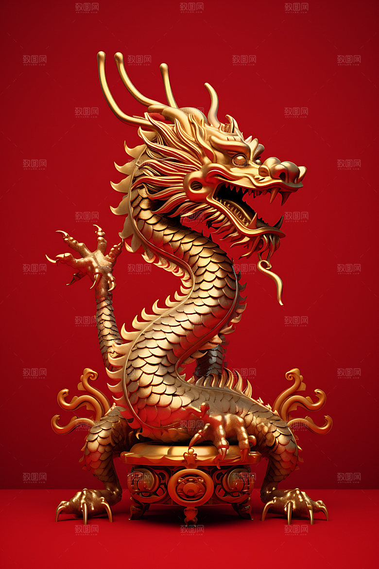金龙蟠龙中国龙模型
