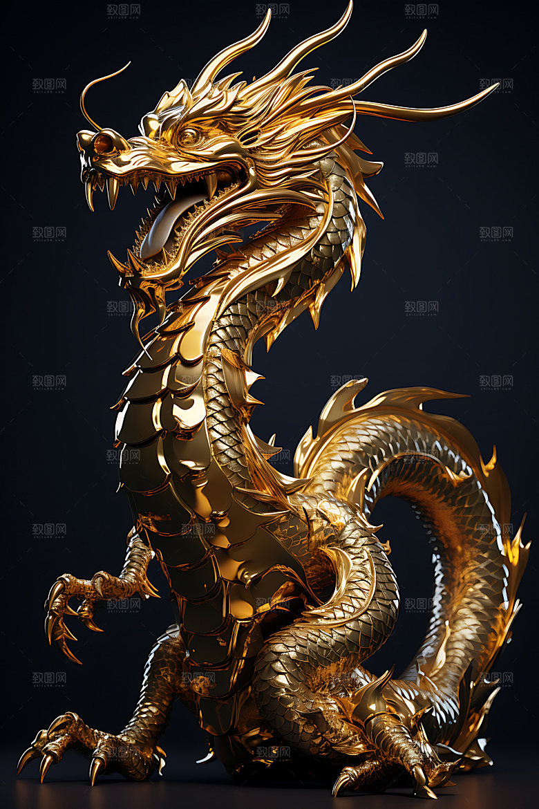 金龙蟠龙质感模型