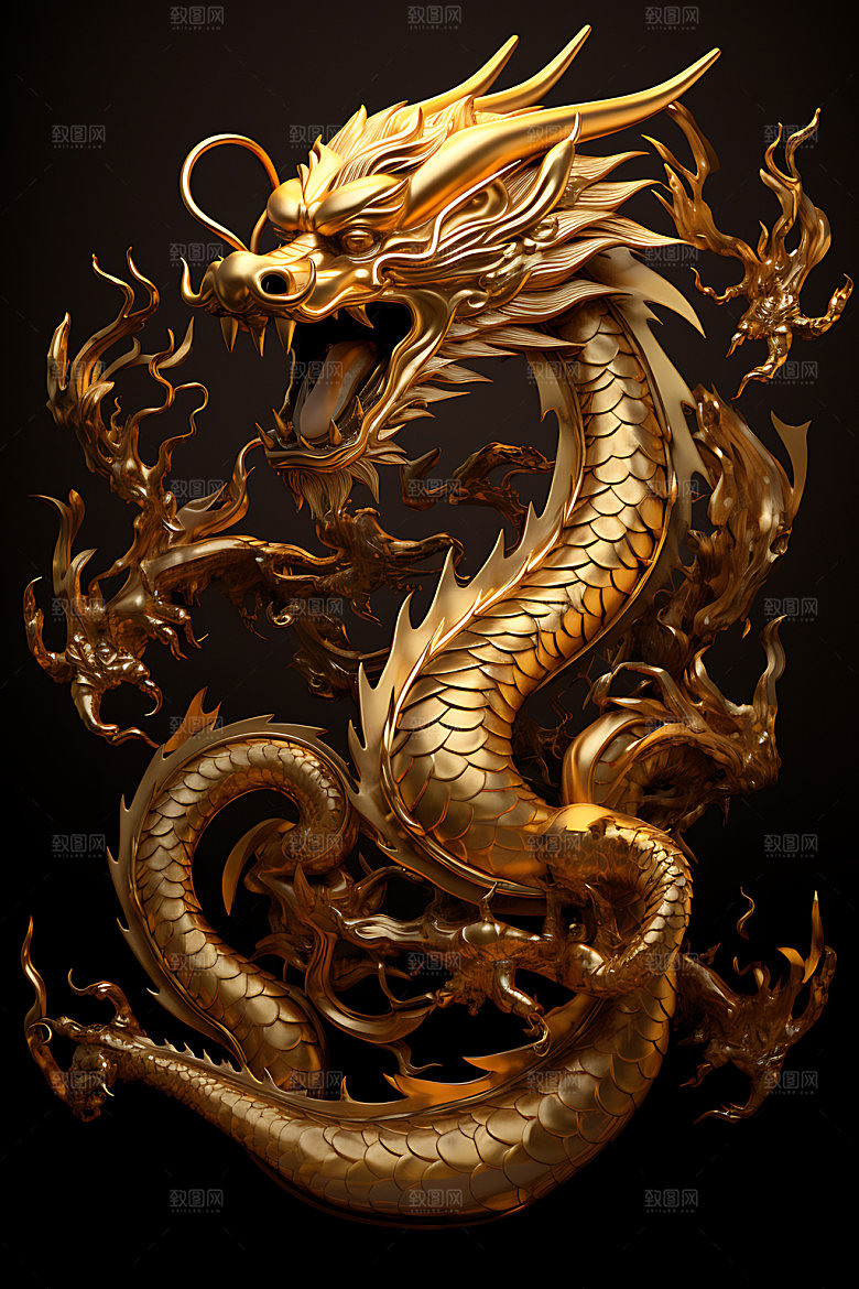 金龙富贵蟠龙模型