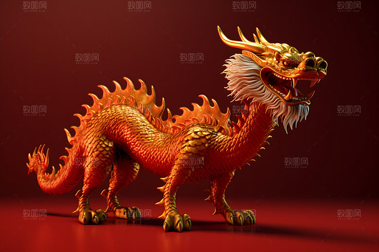 金龙十二生肖中国龙模型