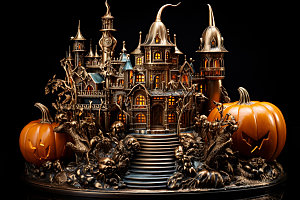 万圣节巫师欧式南瓜城堡模型