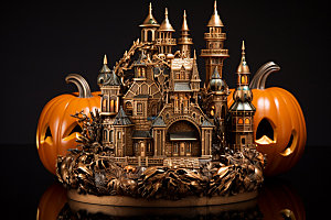 万圣节古堡巫师南瓜城堡模型