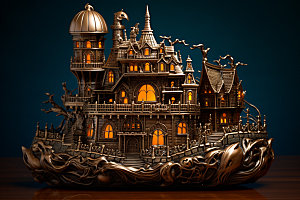 万圣节3D巫师南瓜城堡模型