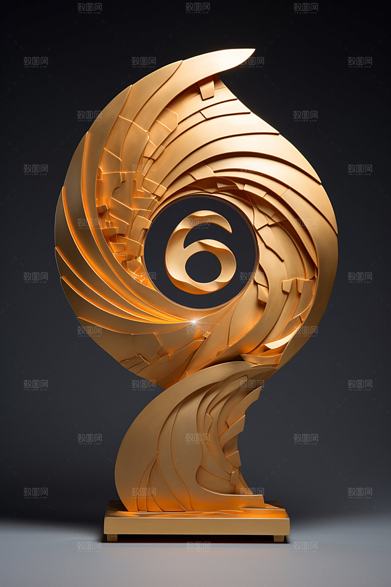 金属数字富贵立体元素