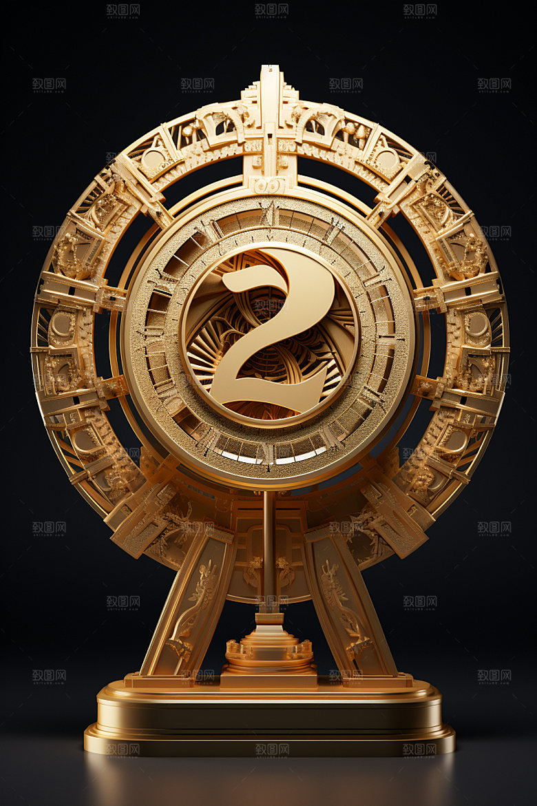 金属数字3D富贵元素