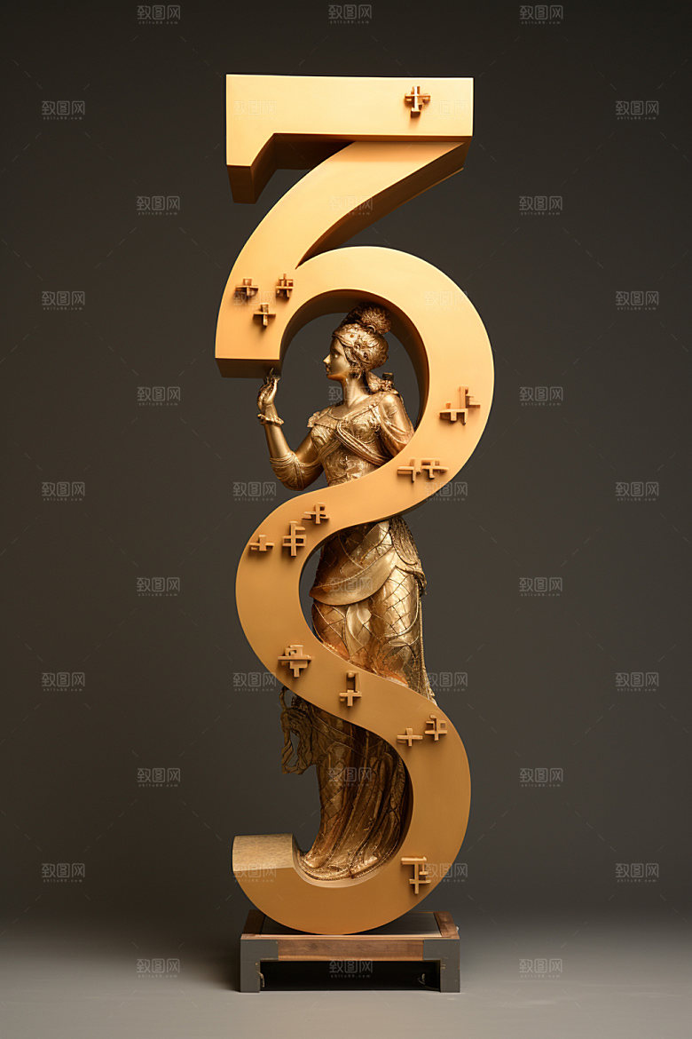 金属数字雕刻华丽元素