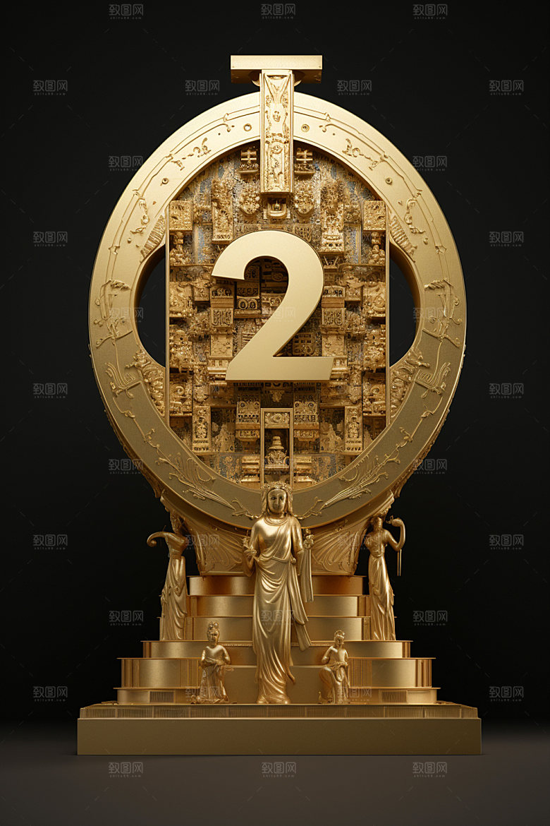 金属数字立体华丽元素