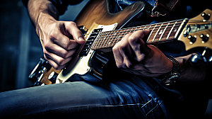 吉他弹奏乐队摄影图