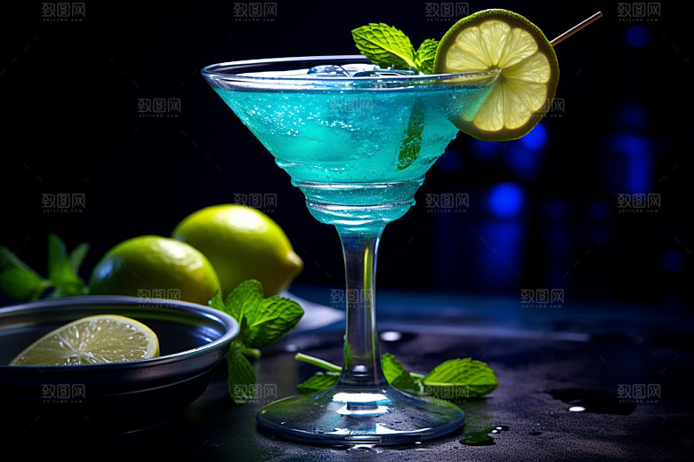鸡尾酒霓虹洋酒摄影图