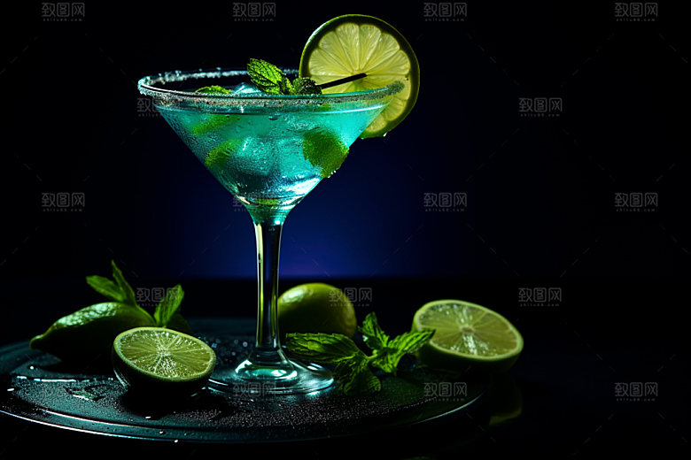 鸡尾酒霓虹果酒摄影图