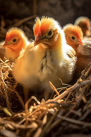 鸡窝鸡圈动物摄影图