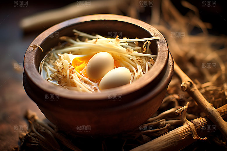 鸡蛋鸟窝饲养摄影图