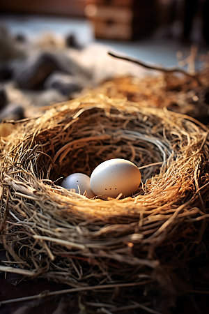 鸡蛋孵化鸟蛋摄影图