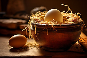 鸡蛋鸟蛋鸟窝摄影图