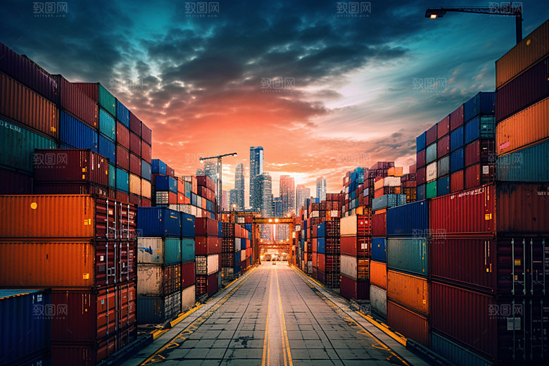 集装箱码头物流高清摄影图