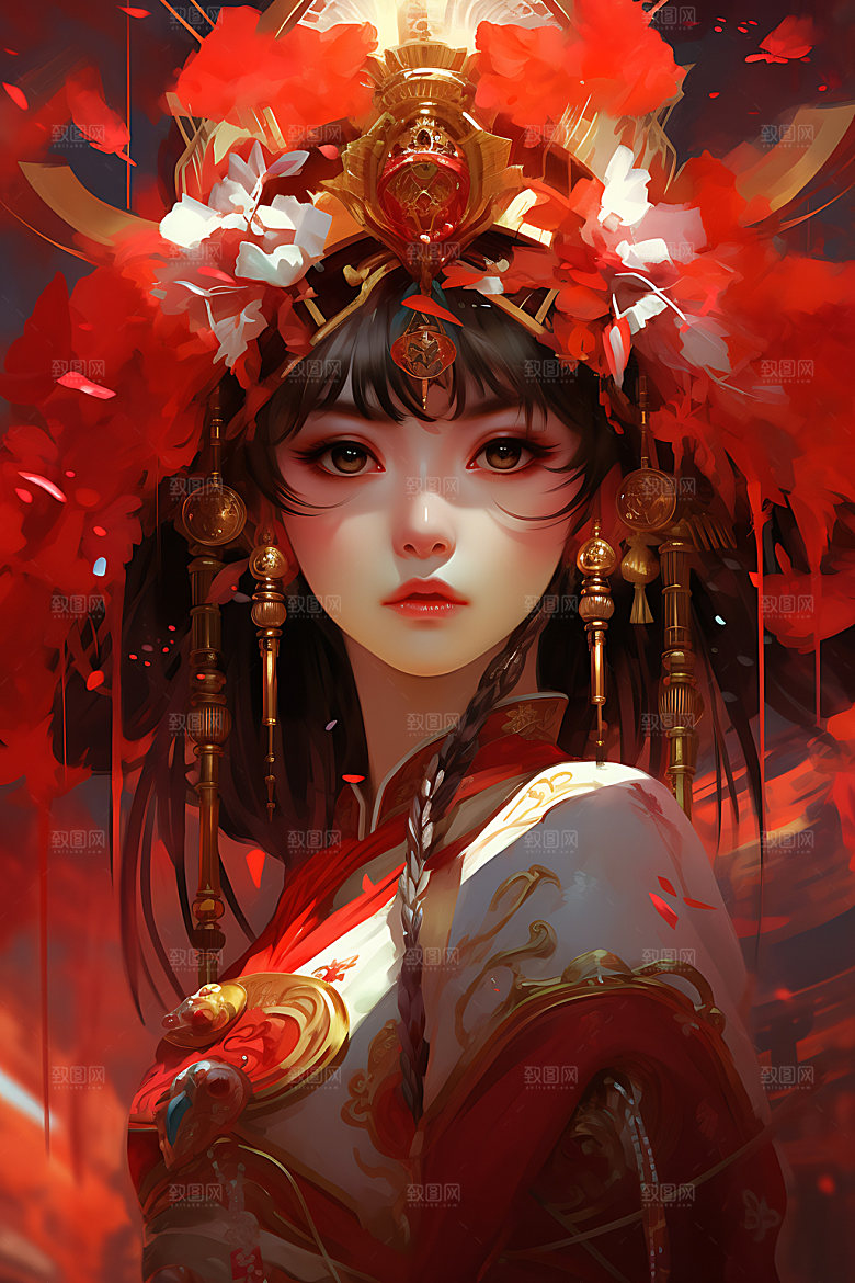 国潮女孩艺术风格视觉插画