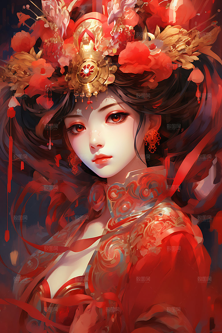 国潮女孩京剧视觉插画