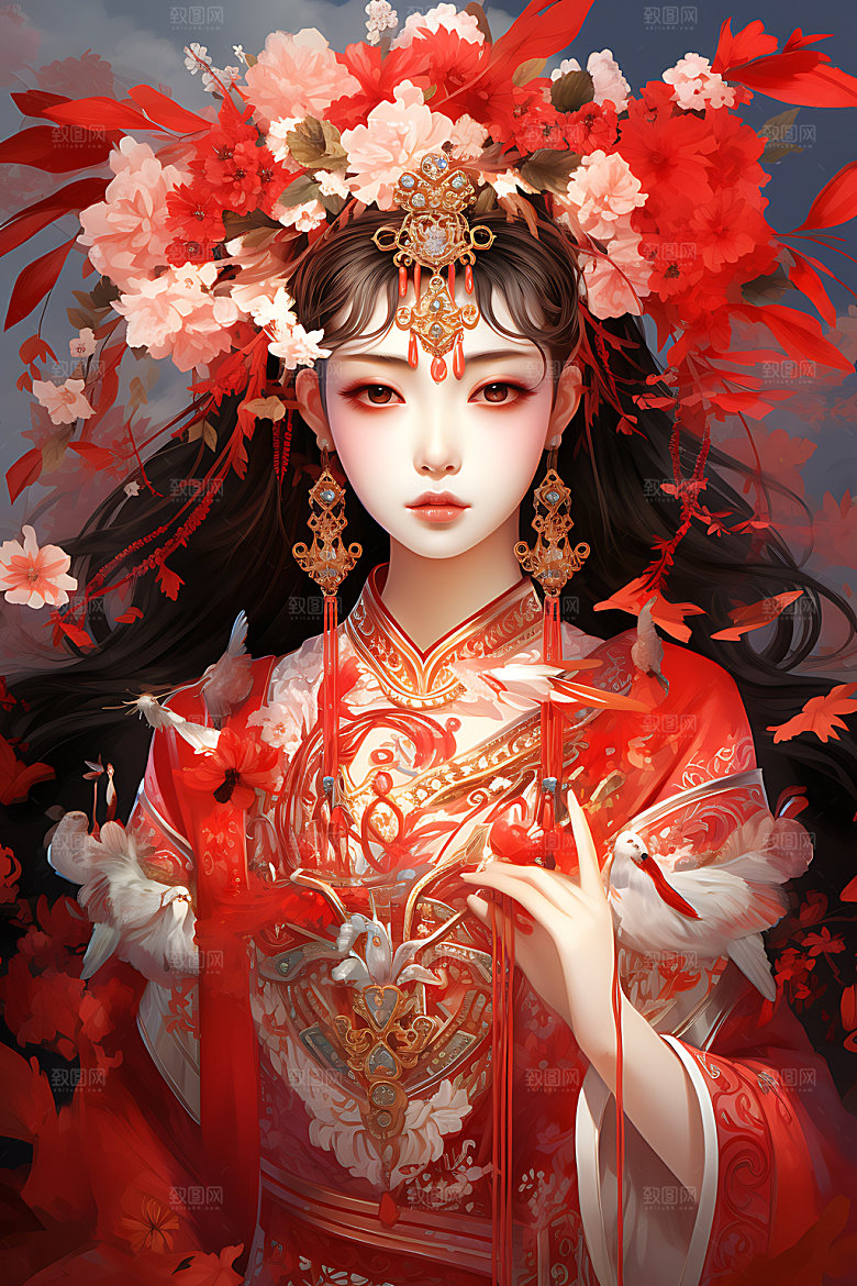 国潮女孩人物中国风插画