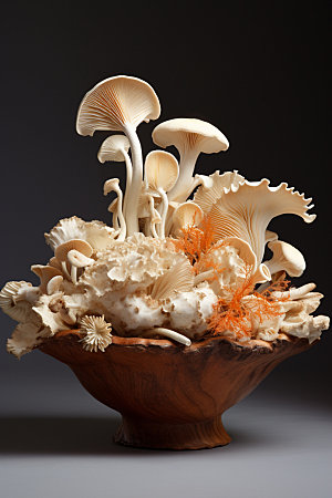 菌菇拼盘高清蘑菇摄影图