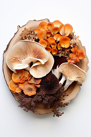 菌菇拼盘山珍野味摄影图