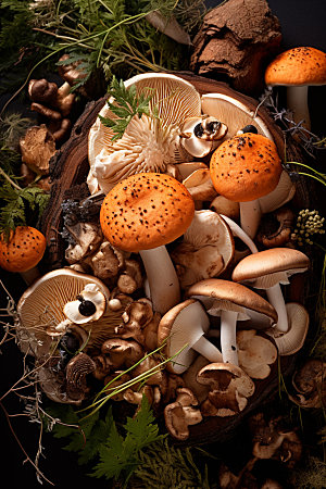 菌菇拼盘蔬菜山珍摄影图