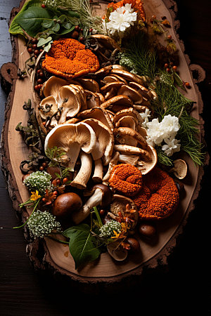菌菇拼盘火锅食材素菜摄影图