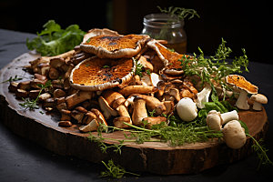 菌菇拼盘蘑菇野味摄影图
