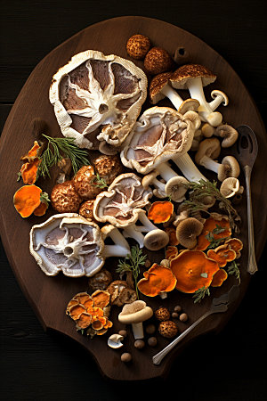菌菇拼盘山珍高清摄影图