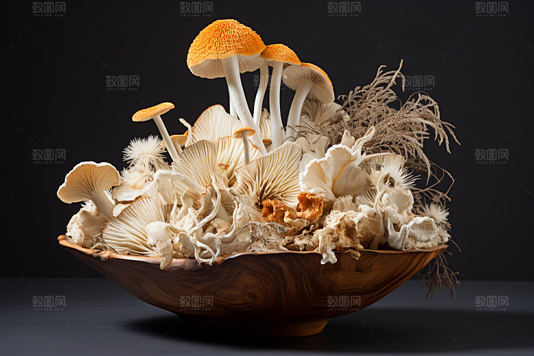 菌菇拼盘蘑菇火锅食材摄影图