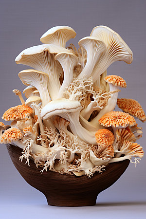 菌菇拼盘野味火锅食材摄影图