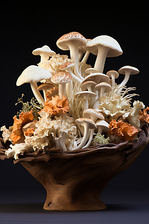 菌菇拼盘山珍蘑菇摄影图
