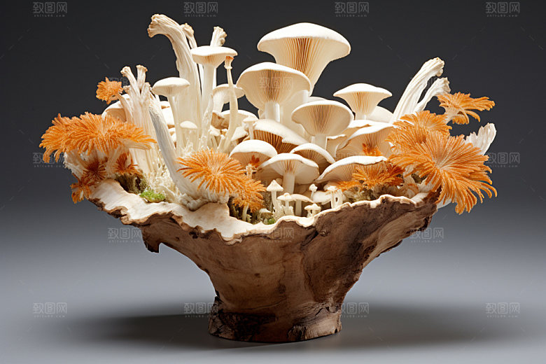 菌菇拼盘山珍野味摄影图