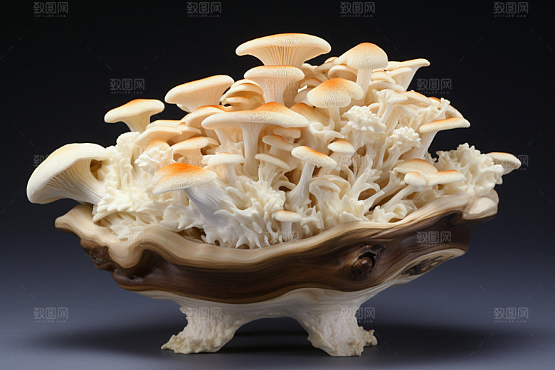 菌菇拼盘野味素菜摄影图