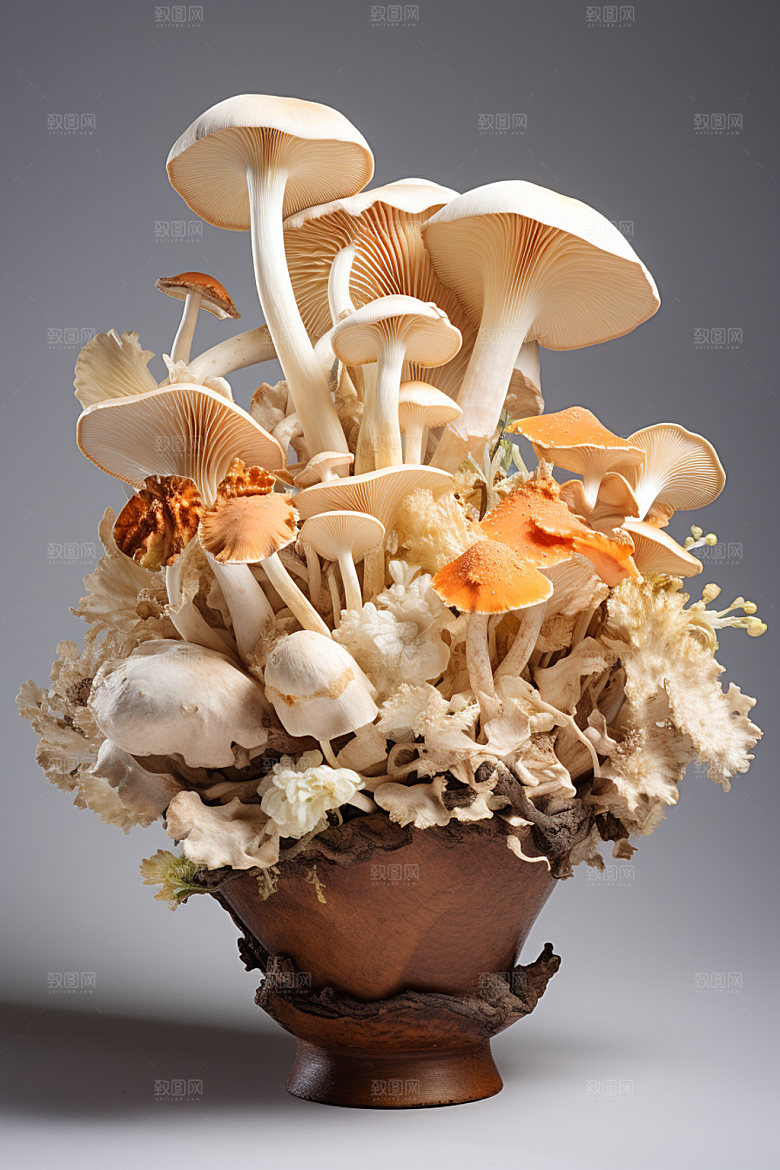 菌菇拼盘火锅食材山珍摄影图