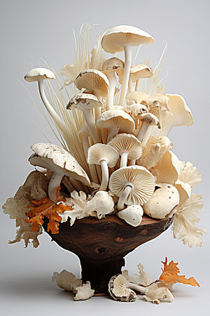 菌菇拼盘蘑菇山珍摄影图