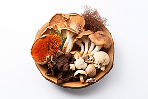 菌菇拼盘蘑菇素菜摄影图
