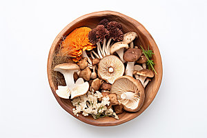 菌菇拼盘野味蘑菇摄影图