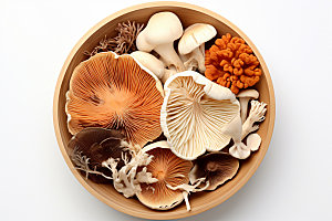 菌菇拼盘高清山珍摄影图