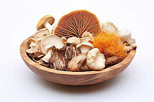 菌菇拼盘野味蘑菇摄影图