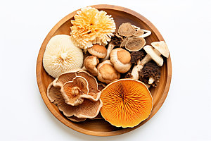 菌菇拼盘山珍蔬菜摄影图